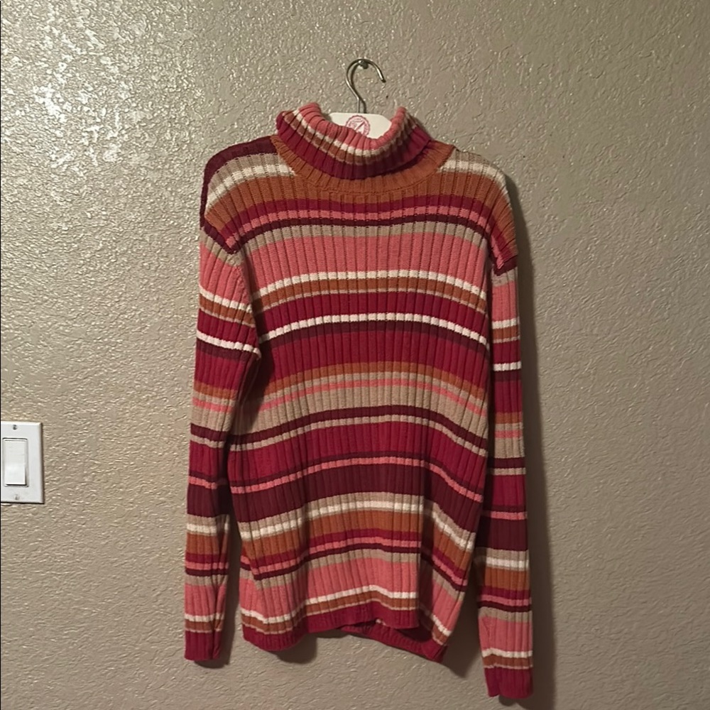 Cherokee large Striped Multicolor Turtleneck Sweater
